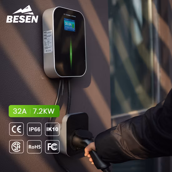タイプ 2 ソケット付き 7.2kw 高速電気自動車ウォールボックス EV 充電ステーション